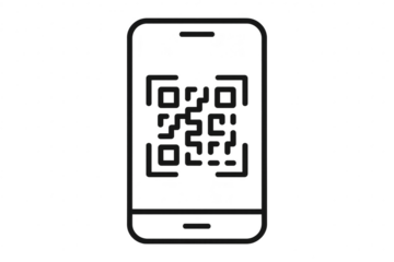 Smartphone outline displaying QR code, isolated on transparent background scan