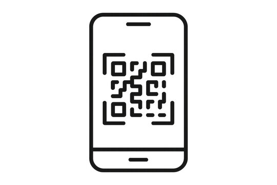 Smartphone outline displaying QR code, isolated on transparent background scan
