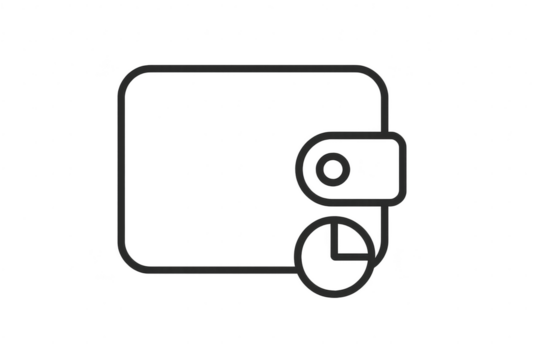 Minimalist wallet icon with chart graph, isolated on transparent background. - Powered by Adobe