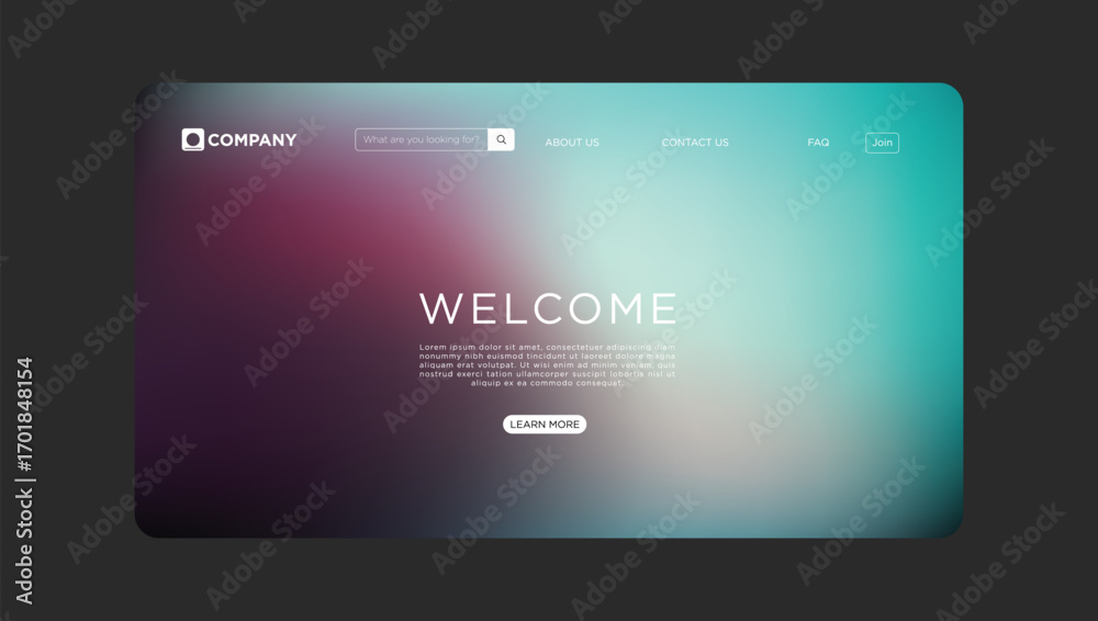 Wall mural modern website landing page design with welcome message and navigation elements