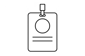 Black outline of a badge on transparent background, vector illustration, id