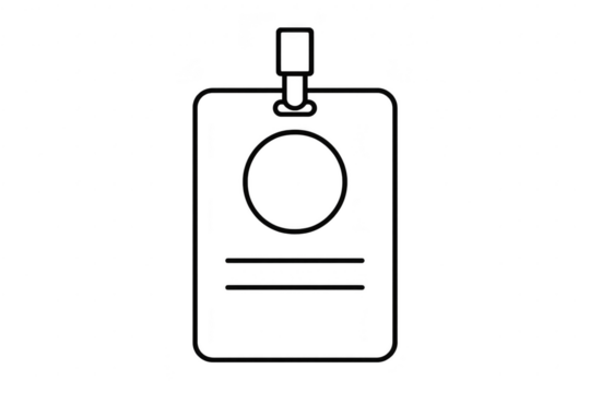 Black outline of a badge on transparent background, vector illustration, id