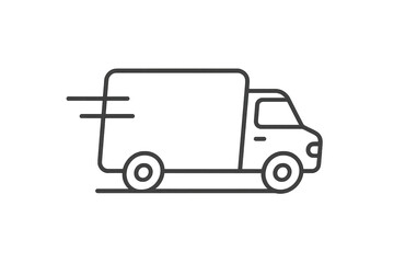 Fototapeta premium Delivery truck line icon isolated on transparent background, vector design