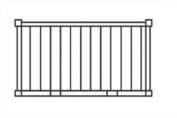 Isolated metal fence railing on transparent background, minimalistic style