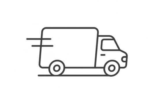 Delivery truck line icon isolated on transparent background, vector design