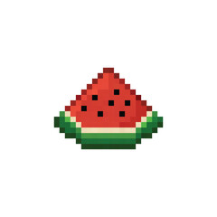  pixel art watermelon 8 bit icon vector  for game, logo