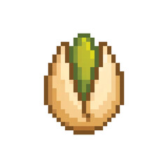  pixel art pistachio 8 bit icon vector  for game, logo