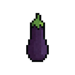  pixel art eggplant 8 bit icon vector  for game, logo