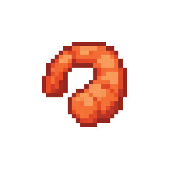  pixel art shrimp  8 bit icon vector  for game, logo