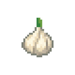  pixel art garlic 8 bit icon vector  for game, logo