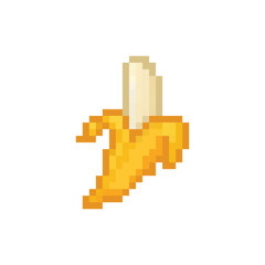  pixel art banana 8 bit icon vector  for game, logo