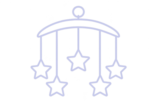 Cute baby mobile with hanging stars isolated on transparent background