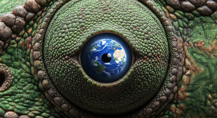 Global Perspective, Close up macro shot of a chameleon eye