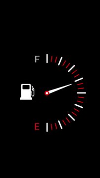 Animated fuel indicator sign on vehicle, Animated Fuel Gauge from Empty to Full