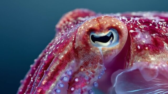 Closeup deep sea squid head