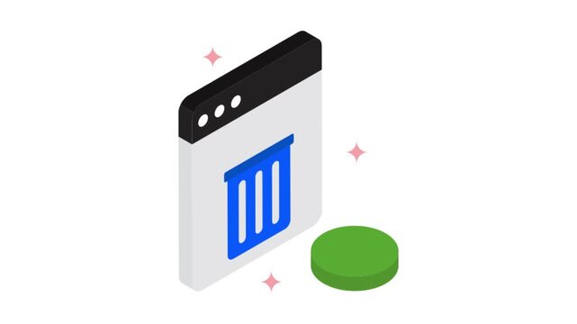 Permanent Delete  isometric animation MP4 file