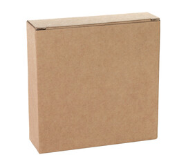Thin kraft cardboard box, isolated on transparent background. Minimal, eco-friendly packaging concept, versatile for storage, gifts, shipping, and product presentation
