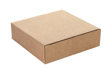 Thin kraft cardboard box, isolated on transparent background. Minimal, eco-friendly packaging concept, versatile for storage, gifts, shipping, and product presentation