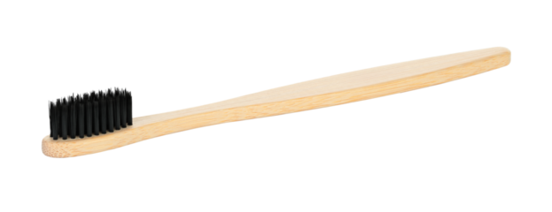 Bamboo toothbrush, isolated on transparent background, full focus for sharp detail. Eco oral care accessory, sustainable hygiene tool for daily dental cleaning routine