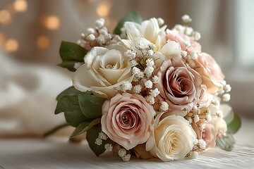 Obraz premium Elegant bouquet with pastel seasonal blooms high resolution picture