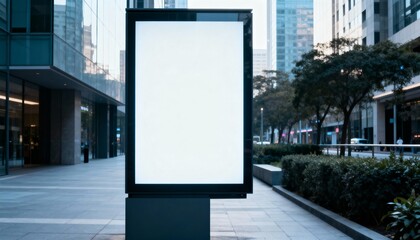 Fototapeta premium Blank Billboard Mockup in Urban Cityscape for Advertising, Marketing, and Public Announcement Displays