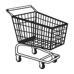 Flat Vector of Shopping Cart Outline Icon Clean