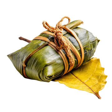 Traditional Chinese popular dishes include sticky rice wrapped in bamboo leaf tied with natural string for flavorful meal