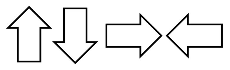 上下左右のシンプルな黒色矢印アイコンセット　イラスト　ベクター