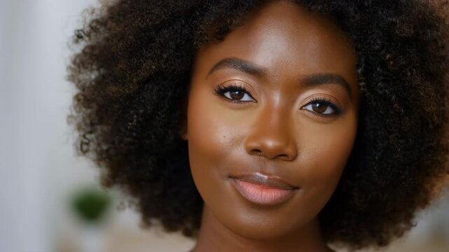 Beautiful black woman showing different shades of makeup foundation