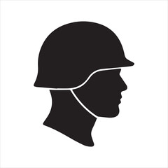 Soldier Helmet icon silhouette vector with white background