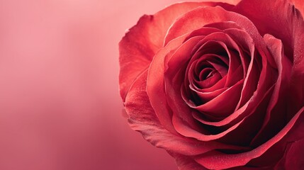 A vibrant red rose with dewdrops symbolizes business growth and success in a soft pink background.