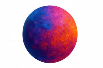 Colorful exoplanet rotating through starry darkness, revealing textured planetary surface with vivid hues against transparent cosmic background
