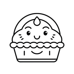 Hand-drawn cartoon vector illustration of a sweet dessert cupcake for a birthday celebration