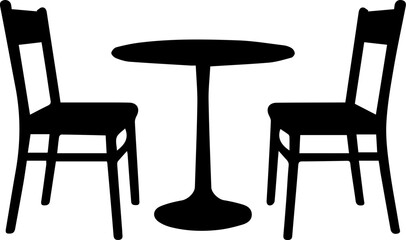Vintage Café Table and Chairs Silhouette Icon