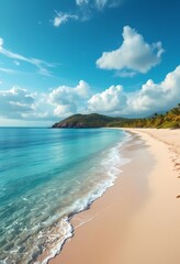 Beautiful tropical beach with white sand and turquoise sea water