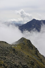 The panorama of the Alps opening from Gaislachkogl pick, Oetztal valley, the Austrian Alps