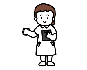 女性看護師の全身イラスト　案内