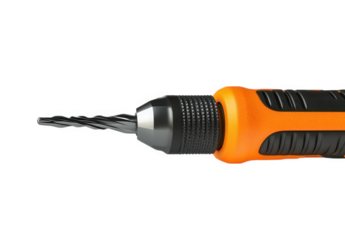 Close up of an orange and black screwdriver isolated on transparent background