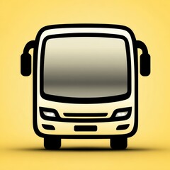 Simple illustration of a beige bus against a yellow backdrop. Clean lines and minimalist style.