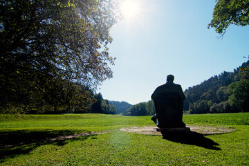 Sculpture of Ivan Tavcar, writer, in Visoko, Poljanska dolina, SLovenia