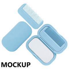 Blue Travel Comb Kit with Mirror Compact and Portable for Hair Care