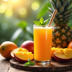 Fresh Summer Beverage with Mango, Passion Fruit and Citrus