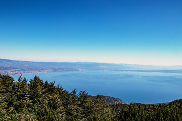 Clear sky over the Kvarner Bay with Rijeka port in the Adriatic Sea