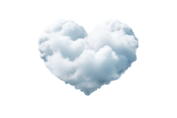 Heart Shaped Cloud. White or PNG Transparent Background.