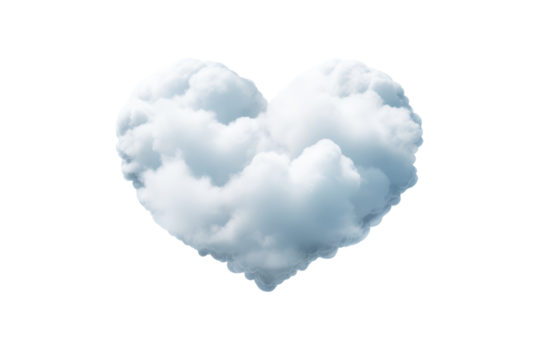 Heart Shaped Cloud. White or PNG Transparent Background.