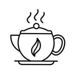 Cup of tea and coffee with teapot illustration