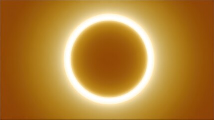 An image of a bright, glowing oval light ring against a warm golden background.