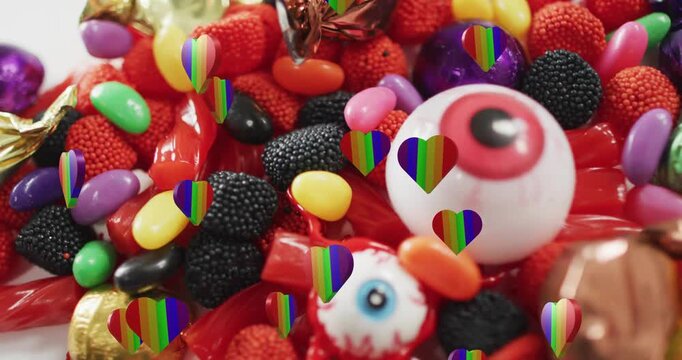 On start, camera zooming out, panning right, hearts drifting, showcasing eyeball candy for reveal