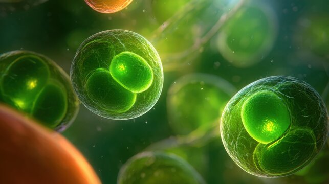 green cells on black background - Powered by Adobe