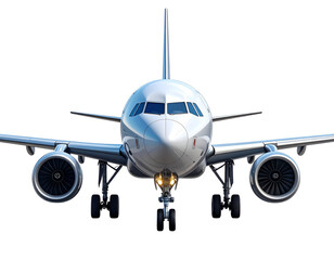 Fototapeta premium Commercial Passenger Airplane, Front View, isolated on transparent background